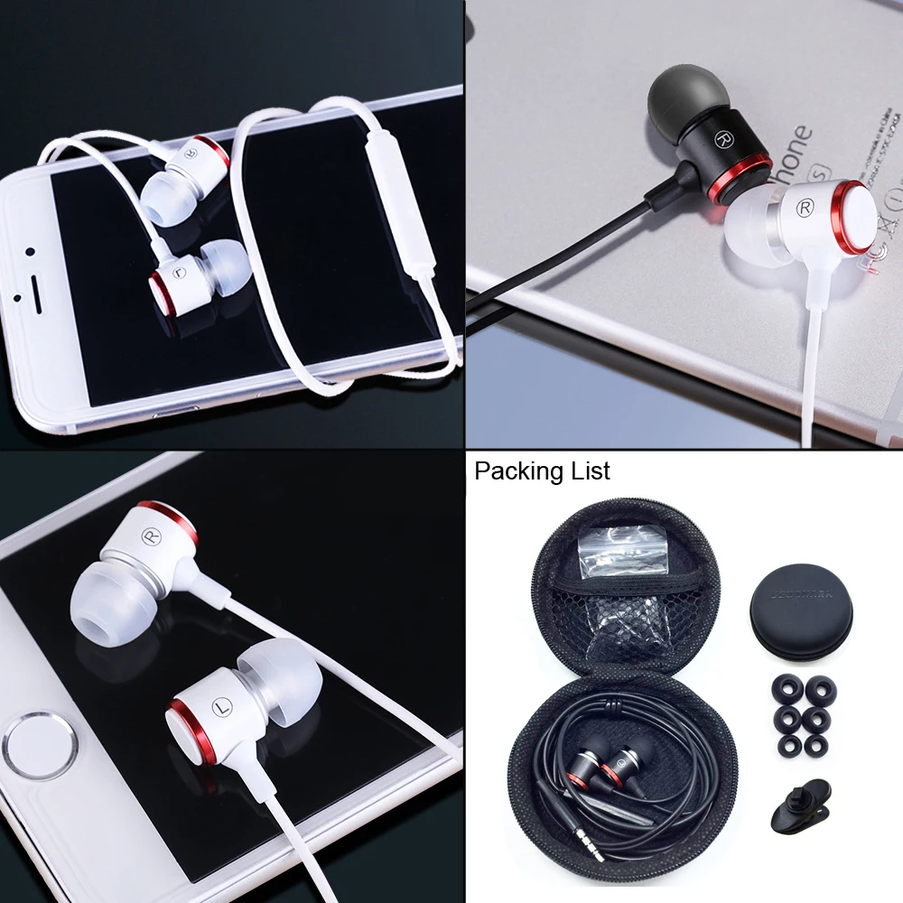 Наушники Duszake S320 Stereo Bass In-Ear 3.5MM с проводом и металлическим HIFI-наушником с микрофоном для телефонов Xiaomi Samsung Huawei.