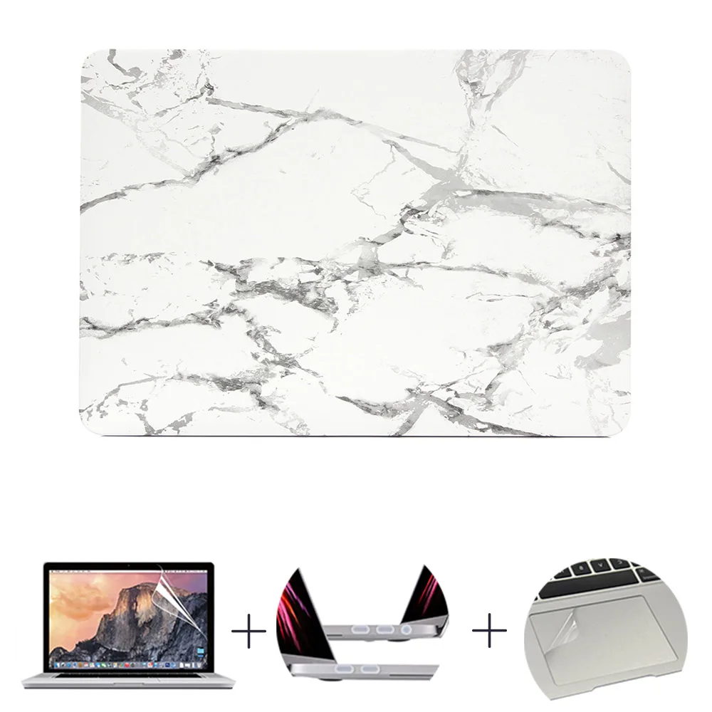 Синий Чехол для ноутбука с мраморной текстурой для MacBook 11Air 13Pro retina для Apple macbook New Pro с сенсорной панелью 13 15 мраморная защитная оболочка - Цвет: Синий