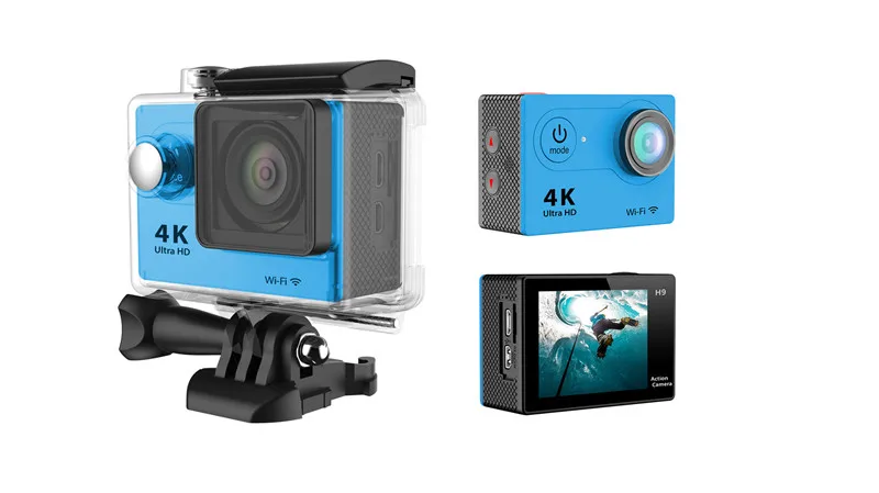 Blue Экшн-камера Ultra HD 4 K, Wi-Fi, 2,0 дюйма, 170 градусов, 30 м, для подводной съемки, водонепроницаемая, профессиональная камера на шлем, Спортивная камера с дистанционным управлением - Цвет: Blue