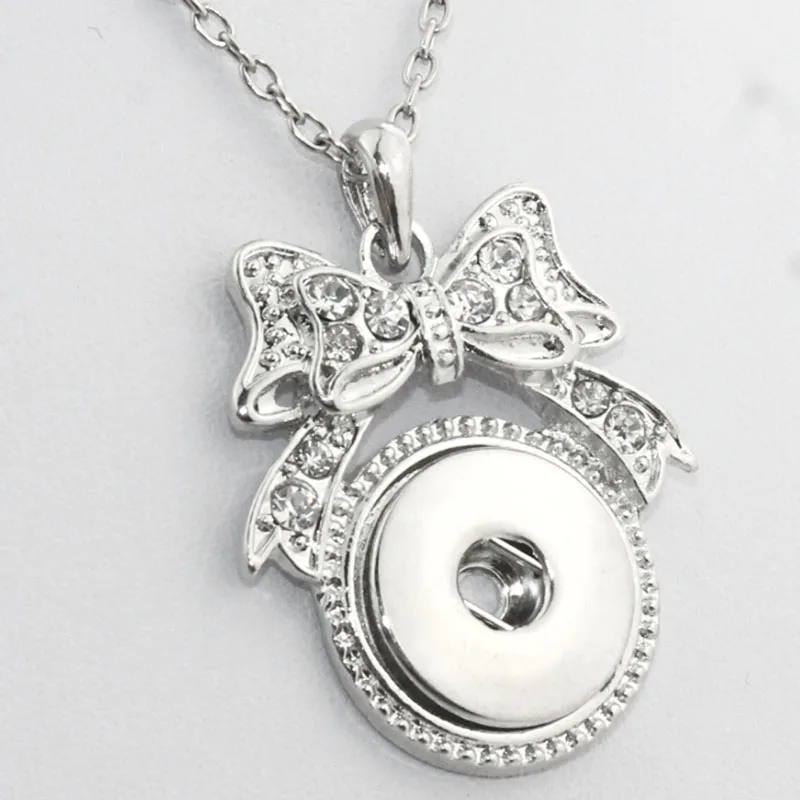 4colors 18mm metal Snap Button Jewelry Bow-Knot Pendant Necklace With Charm Chain NE266 one direction 031402 | Украшения и
