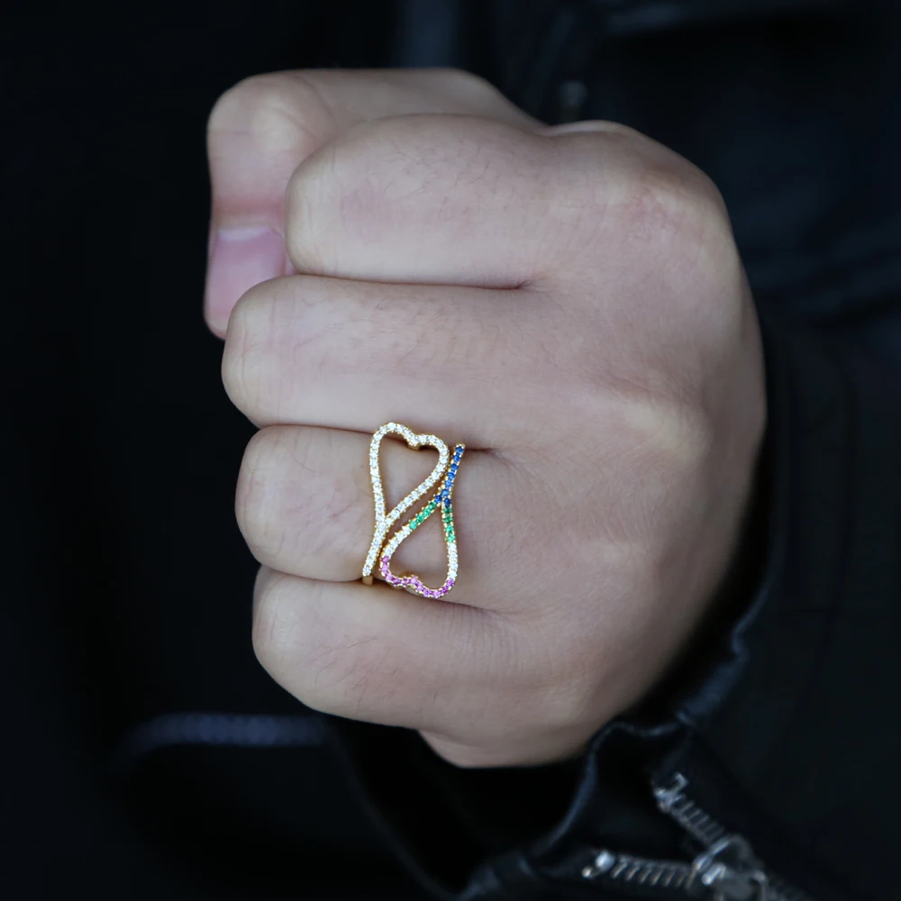 Женские обручальные кольца eternityheart shape rainbow cz простые прозрачные с цирконием для