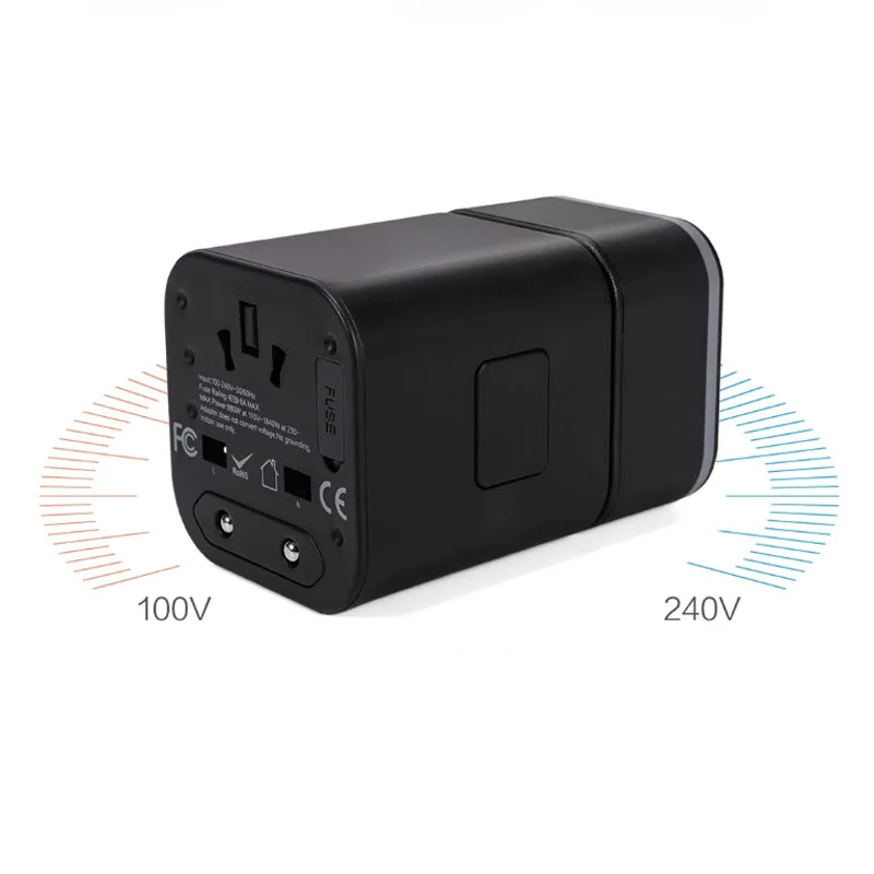 BLACK Xiaomi 90 многофункциональный переходник CN/US/AU/EU/DE/UK 100-240 в type-C USB разъем поддержка QC3.0 PD3.0 быстрая зарядка - Цвет: BLACK