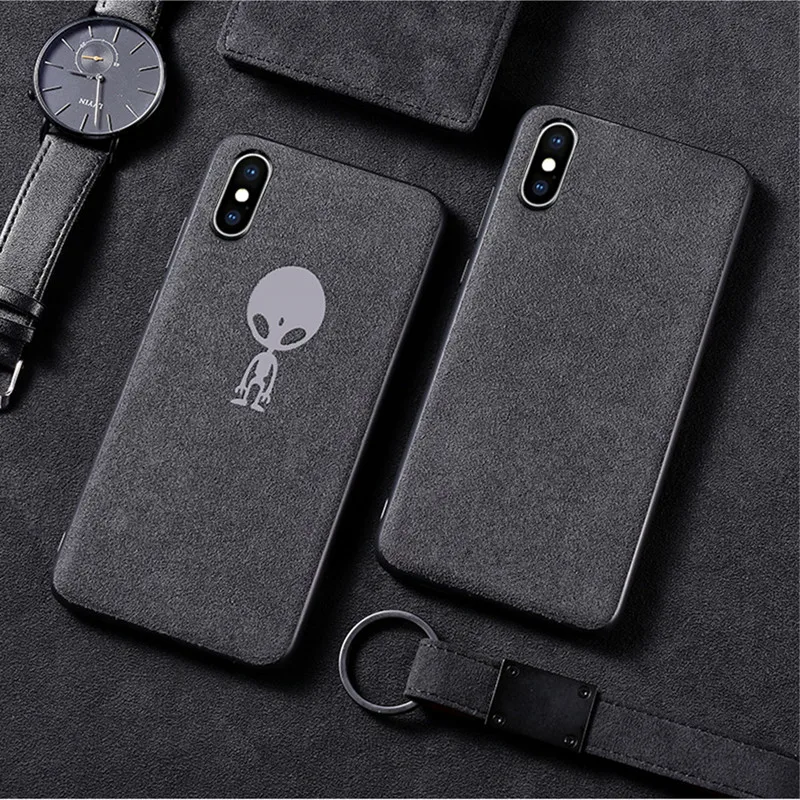 Bat Solid color Fur Cover case For iphone 6 6S 7 8 Plus 11 Pro X XR XS MAX 2019 Alien Soft Shell Leather Mobile Phone Case |