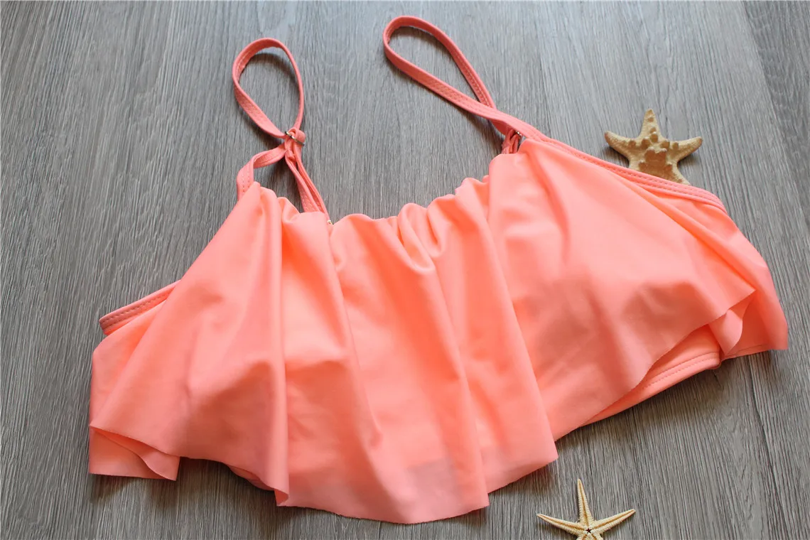 Rubylong Cutest Ruffled Bikinis Women Swimwear 2017 New Sexy High Waisted Bikini Set Beach Bathing Suits Biquini Plus Size |