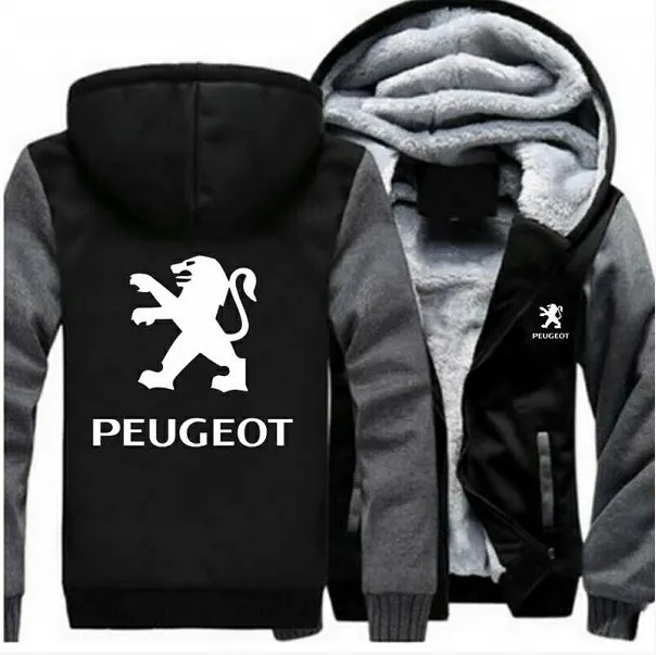 Новая зимняя Толстовка Peugeot на молнии для мужчин повседневные Утепленные Пальто