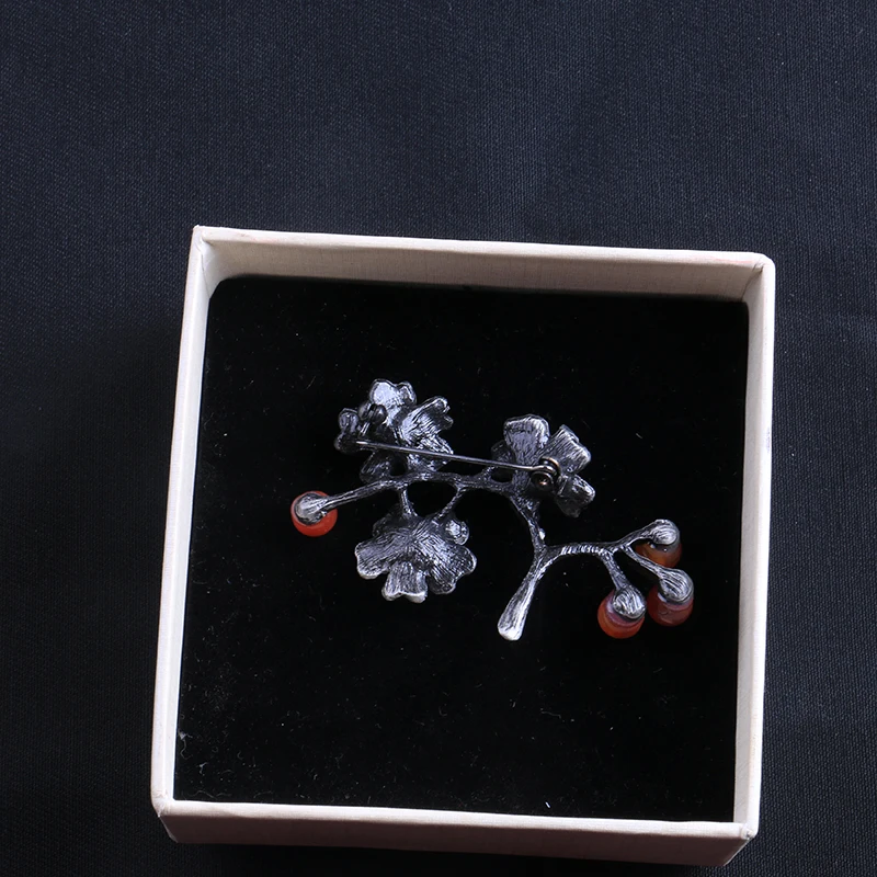 Женская Винтажная брошь в виде ветки дерева из натурального камня украшение для