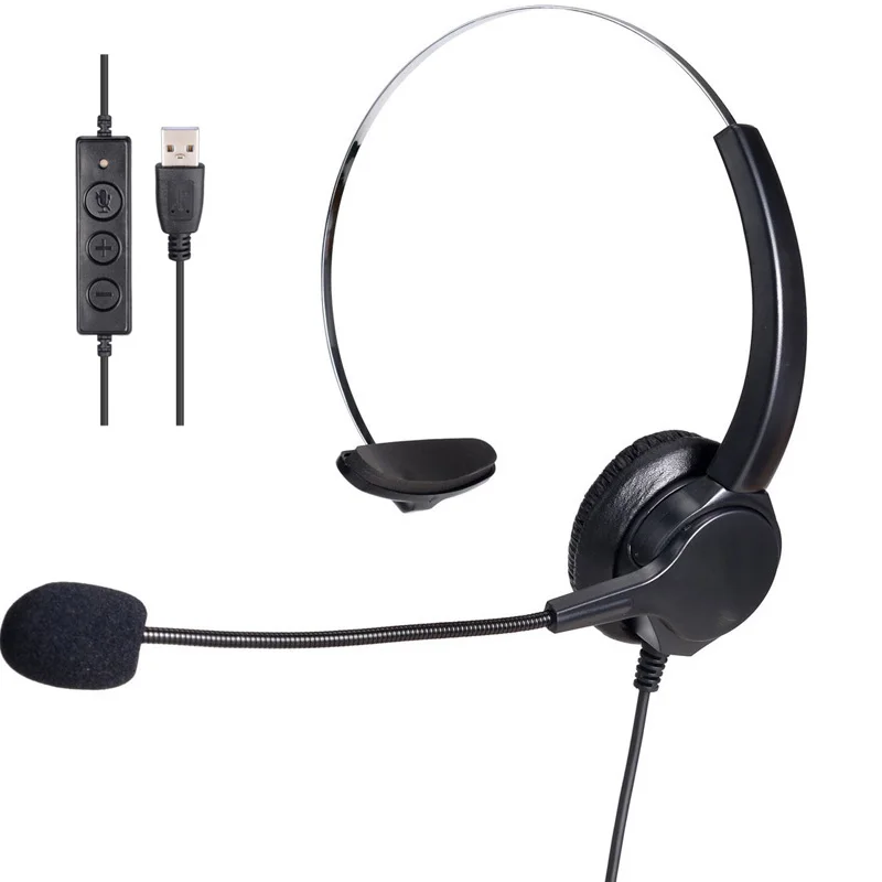 VH500 USB наушники Моно микрофон Регулируемая головная повязка гарнитура для