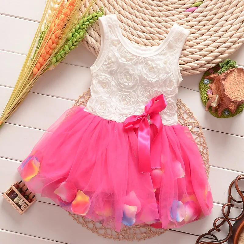 Платья для девочек лето 2018 детское платье принцессы бутик с лепестками милая