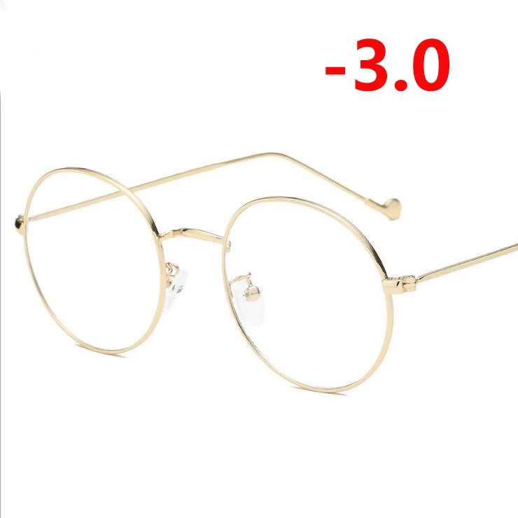 myopia 300 1,0-1,5-2,0-6,0 готовые очки для близорукости унисекс Ультра-светильник металлическая Золотая оправа Очки для близорукости с градусом - Цвет оправы: myopia 300