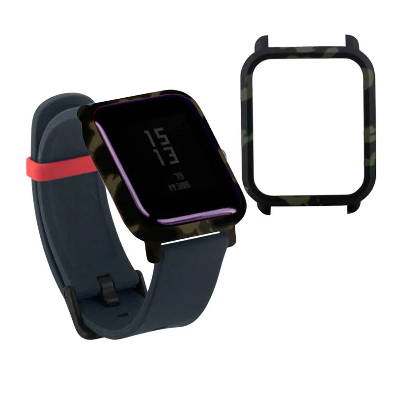 Camouflage Green Цветной чехол для Xiaomi Huami Amazfit Bip Bit Молодежные часы жесткий пластиковый корпус защитный чехол для Xiaomi Huami Pc Рамка - Цвет: Camouflage Green