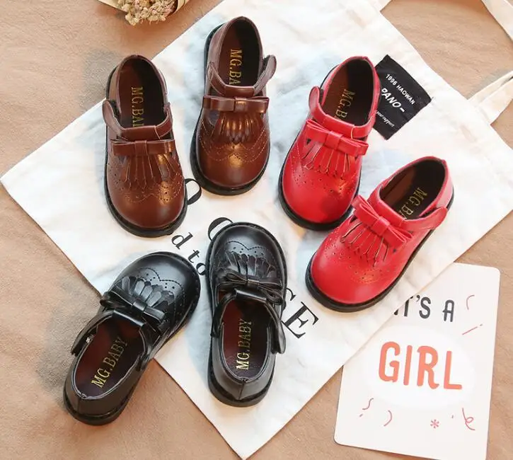 Новинка Весна 2019 детская обувь в британском стиле повседневная с бантом