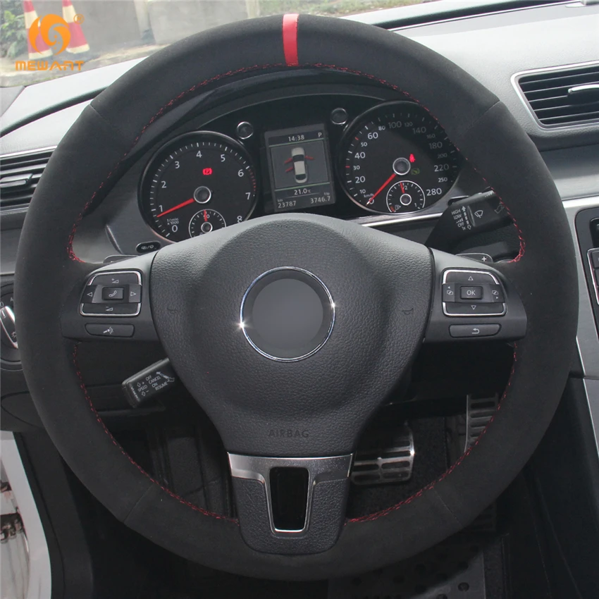 Mewant черная замша рулевого колеса автомобиля крышки для Volkswagen VW Golf Passat Tiguan Passat B7 Passat CC Touran Jetta Mk6 аксессуары Запчасти