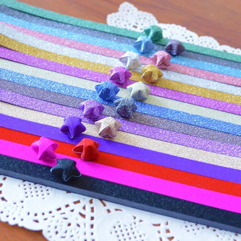 Новинка 20 шт DIY ручной работы складное оригами Lucky Star бумага со звездами в полоску Блестящая декоративная цветная бумага#259129