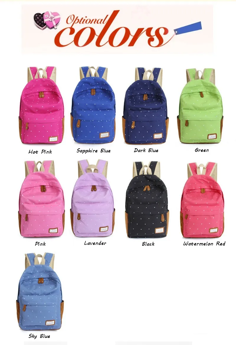 Рюкзак для девочек-подростков, брезентовый школьный рюкзак с точечной печатью для ноутбука, на плечо, карамельный цвет, повседневная женская сумка Mochila