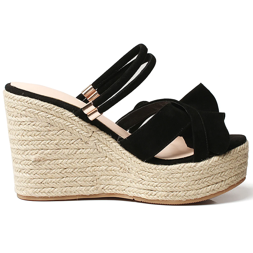 Dilalula женские сандалии замша кожа лето 2020 с оборками без шнурков на танкетке
