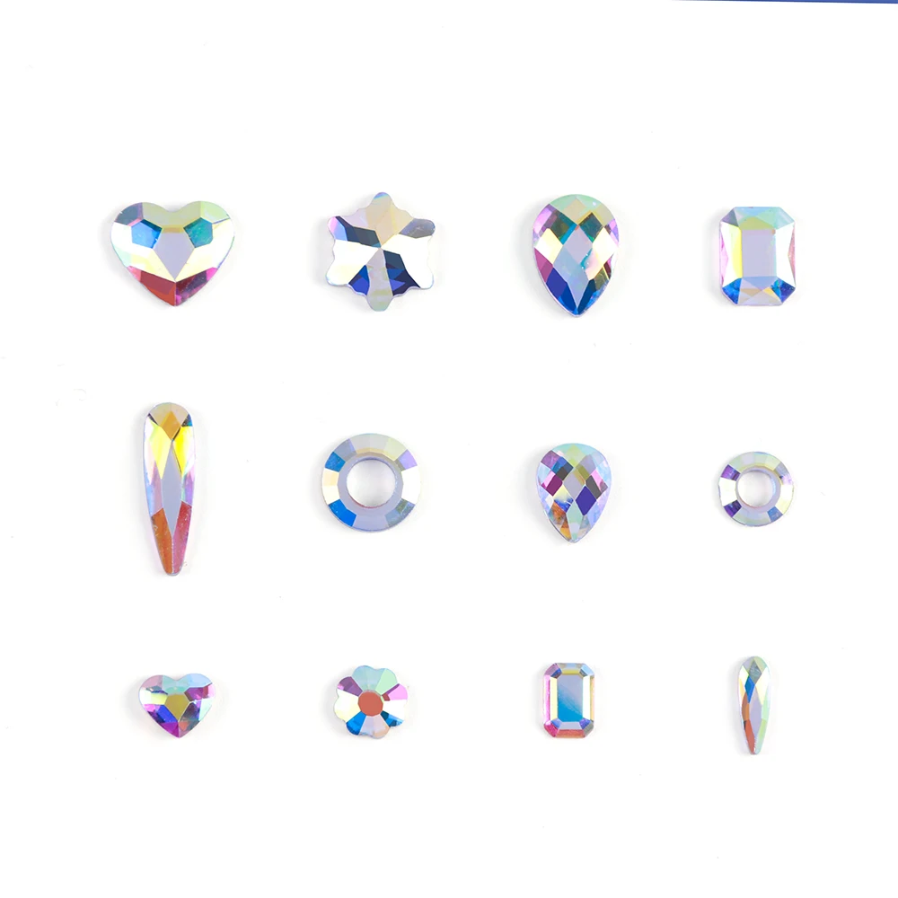 3d стразы для маникюра 1 коробка стеклянные в виде цветов конского глаза