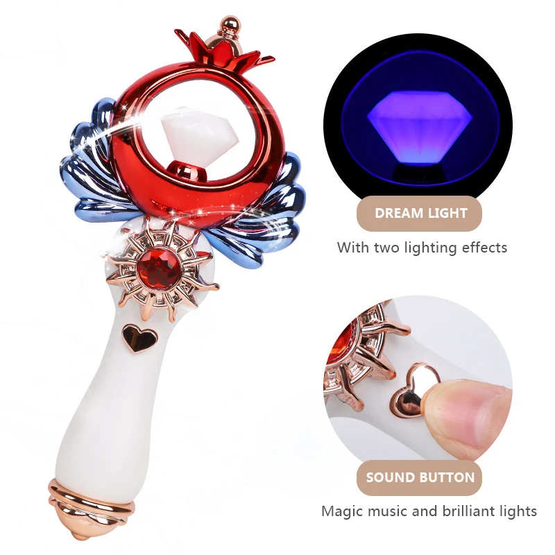Girls Magic Stick Wand Baby Lovely Play Toy Music Illuminate Cane Educational Cosplay Toy Fairy Glow Stick For Cosplay Toy