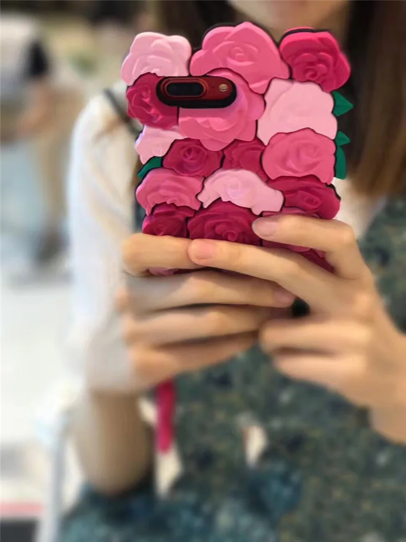Для iPhone 7 X случае роскоши милые цветы девушка женщин 3D полная защита телефон