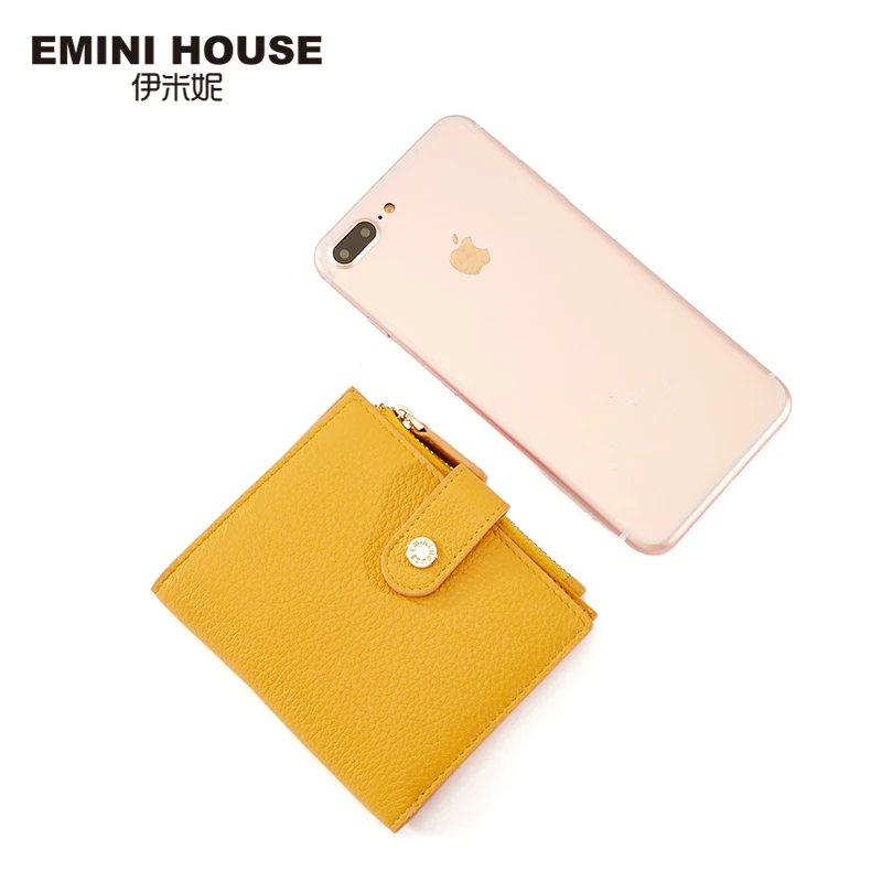 Женский кошелек из натуральной кожи EMINI HOUSE компактный складной 4 цвета с