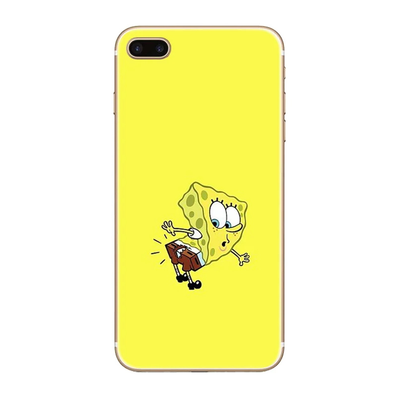 H436 милый мягкий прозрачный Жесткий Тонкий чехол Spongebob для Apple iPhone XR XS Max 4 4s 5 5S SE 5C 6 S