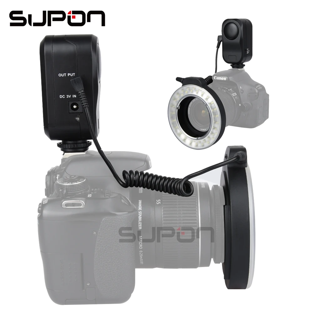 SUPON W48 светодиодный кольцевой светильник для макросъемки для камеры DSLR аксессуары для вспышек рассеиватель фильтр+ переходные кольца