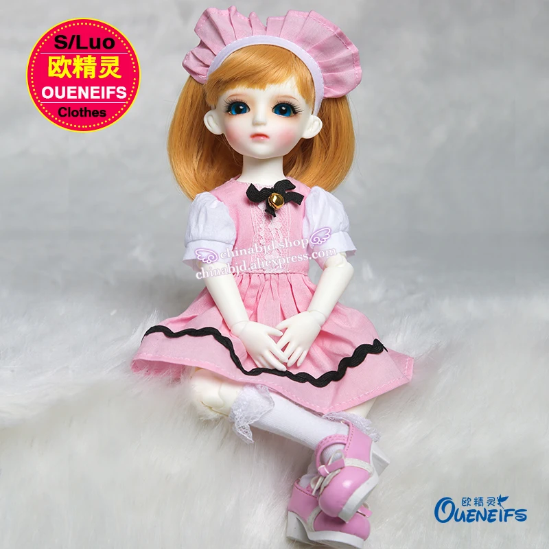 Одежда для куклы BJD SD 1/6 наряд розовые платья фартук в клетку аниме-униформа