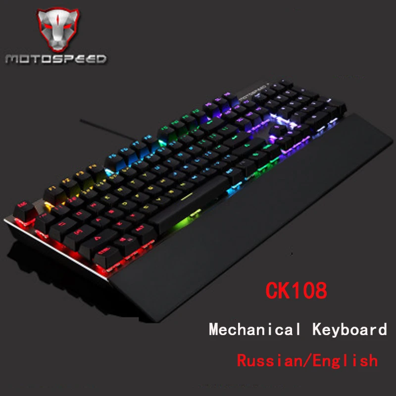 Motospeed CK108 оригинальный RGB синий переключатель механическая русская/английская