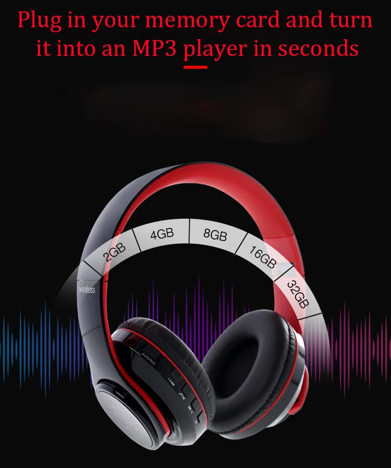 Наушники bluetooth 4,1, Беспроводные Hi-Fi семицветные, светодиодный, над ухом, гарнитура, водонепроницаемые, с микрофоном, наушники, гарнитура auricolari