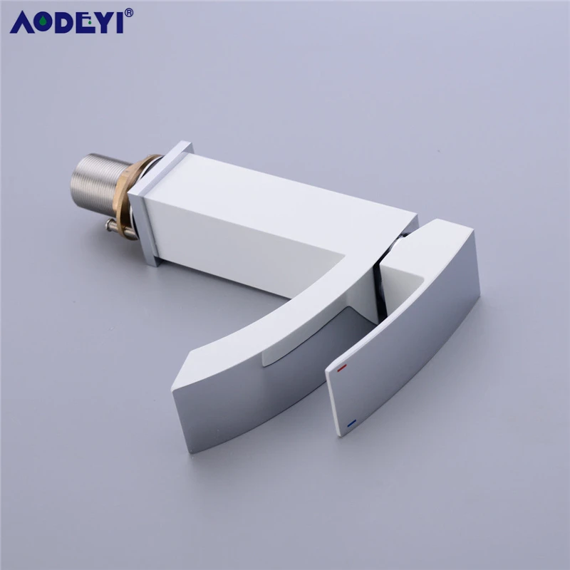 AODEYI белый + хромированный смеситель для ванной комнаты кран из твердой латуни