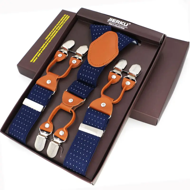 Мужские подтяжки для брюк повседневные с 6 зажимами в коробке | Аксессуары одежды