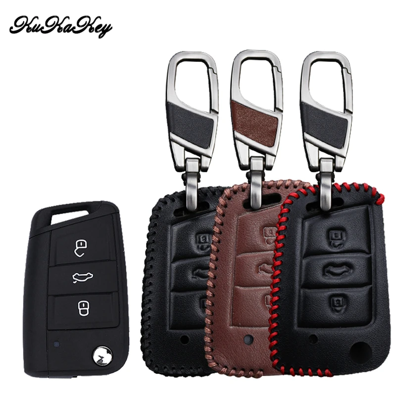 Кожаный чехол для автомобильного ключа KUKAKEY сиденья Leon Ibiza CUPTRA Skoda Octavia VW Polo 2016 golf 7