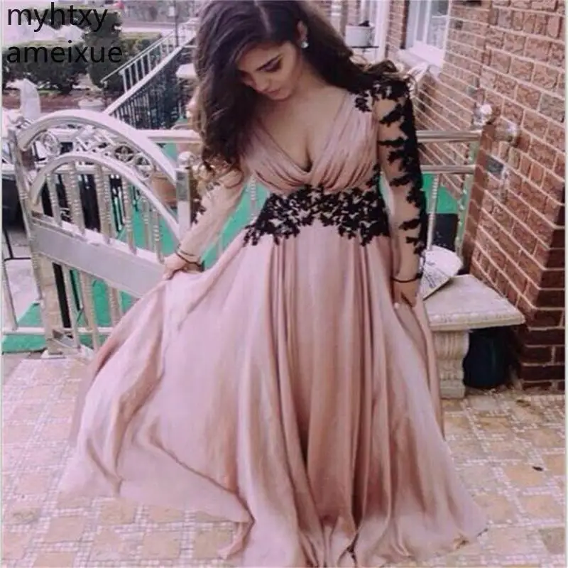 

Простое женское сексуальное вечернее платье А-силуэта длиной до пола, официальные платья для выпускного вечера, платье с длинными рукавами ...