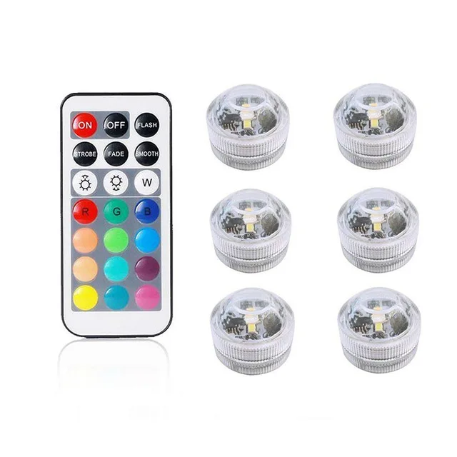1 remote 6 lights Кнопка Батарея дистанционного водонепроницаемый RGB погружной светодиодный фонарь для использования под водой использовать ночную лампу для вазы аквариум вечерние Декор бассейна - Испускаемый цвет: 1 remote 6 lights