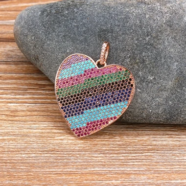 Pendant-Rose Gold 6 шт микро проложить Полный CZ сердце Цепочки и ожерелья для Для женщин цепи подвеска в виде сердца Цепочки и ожерелья богемское короткое ожерелье для дамы изысканные вечерние украшения - Окраска металла: Pendant-Rose Gold