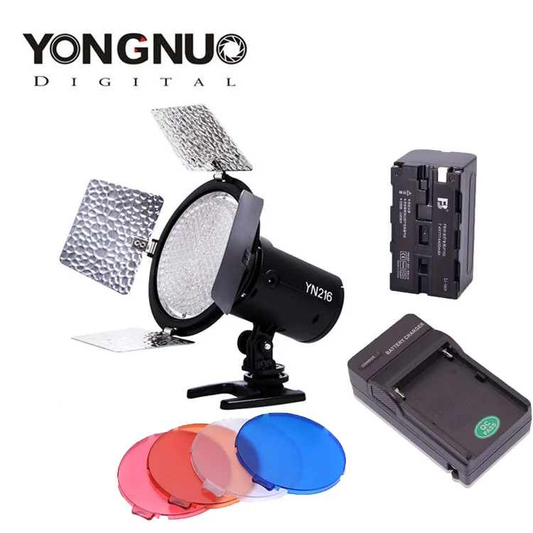 Светодиодный студийный свет для видео Yongnuo YN216 Pro с 4 цветными пластинами цифровых