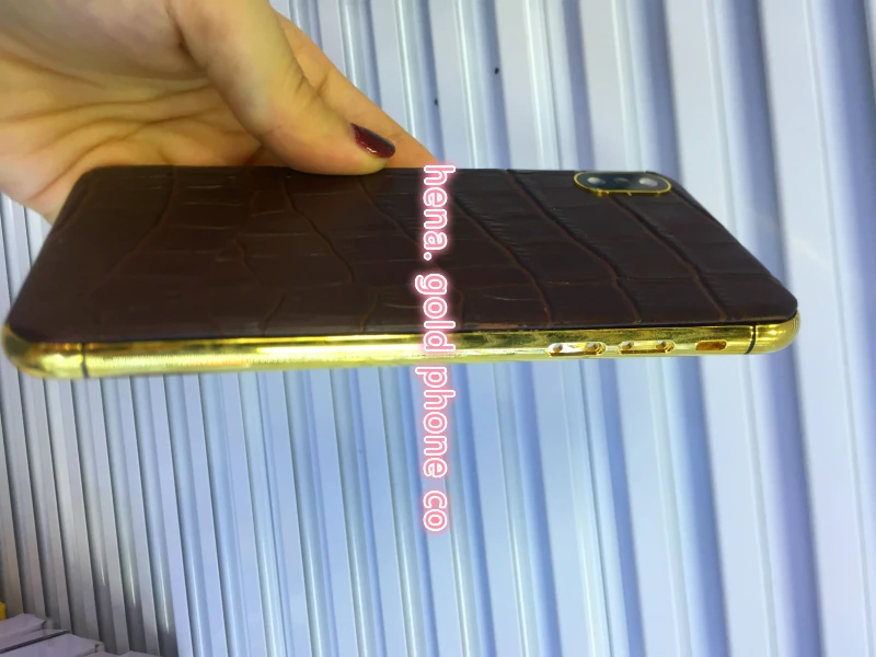 Превосходное качество 24 к зеркало золотое шасси 24ct Золото для iphone X батарейный дверной корпус средняя рамка с красной натуральной кожей+ кнопки