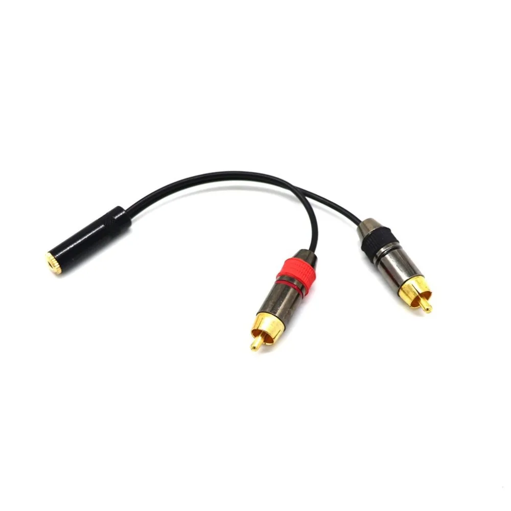 Чистое золото 3 5 стерео разъем к 2 Phono RCA адаптер гнезд кабель Женский 2rca 0.2mi аудио