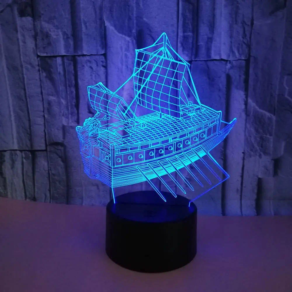 Новый парусник 3d огни красочный сенсорный Led стерео видение маленький ночник