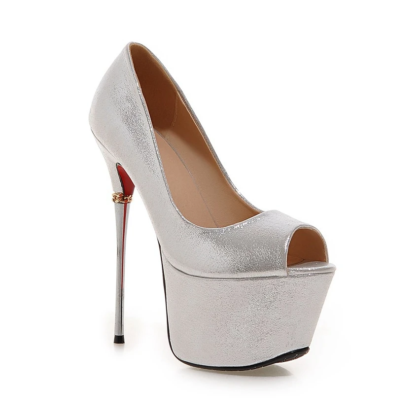 Женские туфли на высоком каблуке 16 см черные белые золотые серебряные персиковые