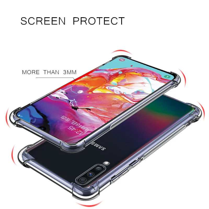 Для Galaxy A50 A30 A70 анти-шок мягкий прозрачный силиконовый чехол из ТПУ для samsung A60
