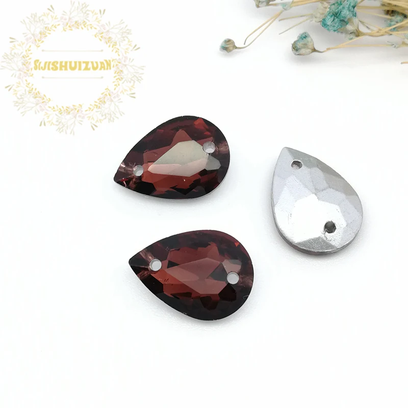 Винно красный цвет капля двойное отверстие рандомный заостренный задник Diy