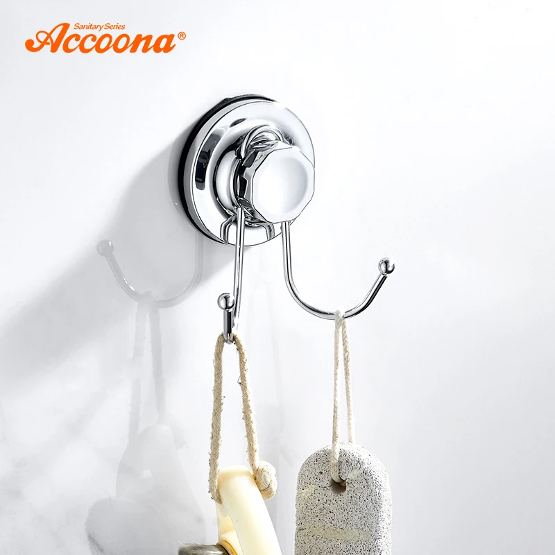 

Accoona Chrome Hook Suction Cup Kitchen Convenient Hooks for Towel Hooks Bathroom Wall Vacuum Hook A11401-2