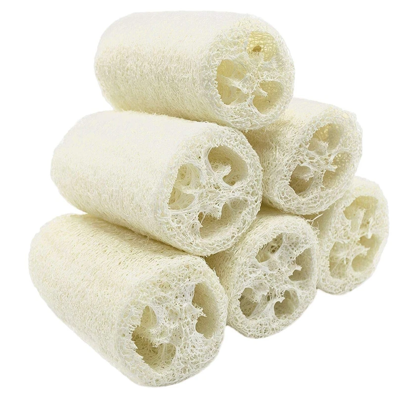 White Природа 6 ПАК органических люфах Loofah Spa отшелушивающая мочалка натуральная Luffa Губка для тела удаление мертвой кожи сделанное мыло - Цвет: White