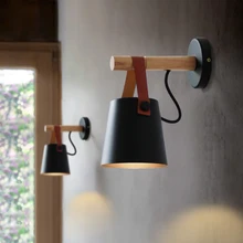 Lámpara de pared de madera, accesorio de iluminación Interior para el hogar, candelabro de cama moderna nórdica para sala de estar, lámparas de pared con cable E27