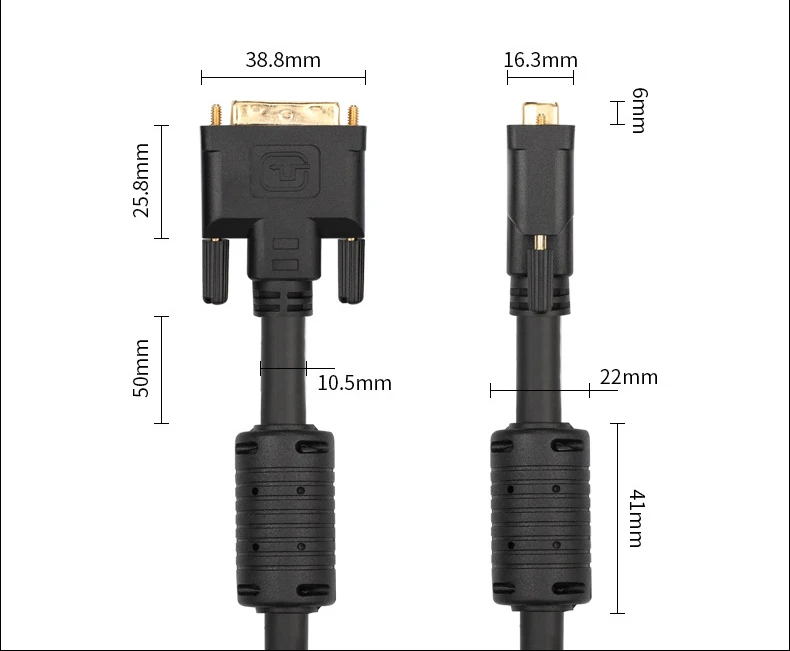 Премиум 26AWG OD10mm DVI-D 24+ 1 Dual Link Мужской Цифровой видеокабель шнур позолоченный с ферритовым сердечником поддержка 2560x1600
