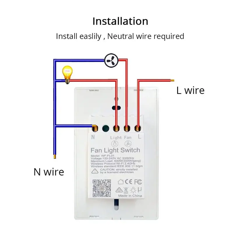 Умный Wifi переключатель для вентилятора света совместимый с Alexa Google Home Smart Life App