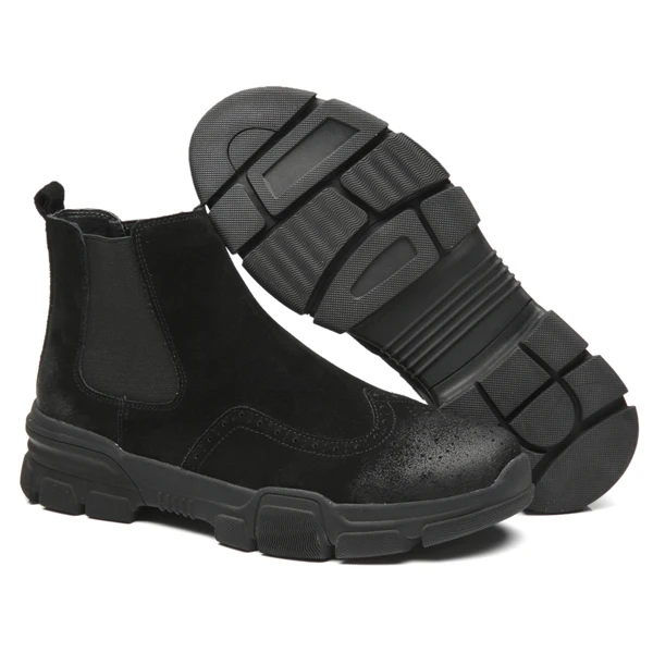Black Men Boots YIGER/Новинка; мужские ботинки «Челси»; мужские ботильоны из коровьей замши; повседневная мужская обувь без шнуровки; зимние теплые мужские Ботинки martin на меху; большие размеры; 0171 - Цвет: Black Men Boots