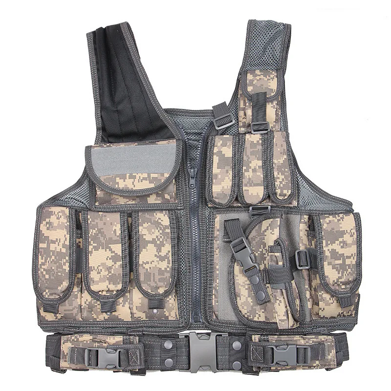 Джунгли камуфляж MOLLE, охота военный тактический уличный жилет CS Для мужчин бронежилет на открытом воздухе армейское оборудование жилет