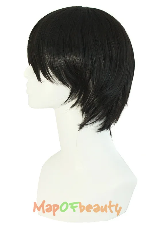 Мужской короткий парик MapofBeauty черные прямые волосы 10 дюймов термостойкие