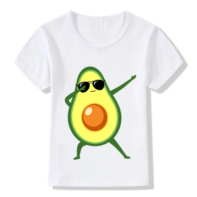 

Детская модная забавная футболка с авокадо и солнцезащитными очками, Детская футболка, летние топы для маленьких мальчиков и девочек HKP5108